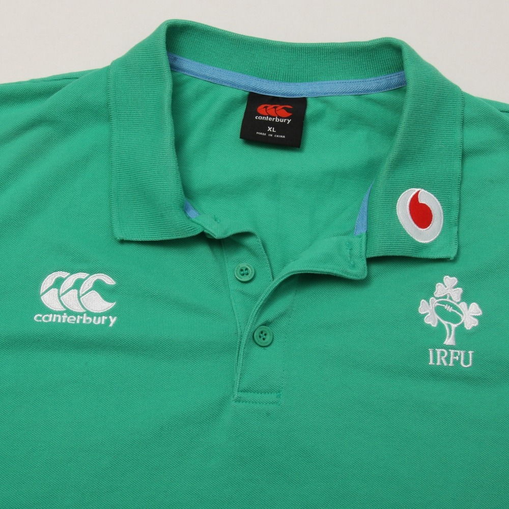 Canterbury Men's XL Ireland IRFU Vodafone Rugby Polo Shirt Green Short Sleeve
